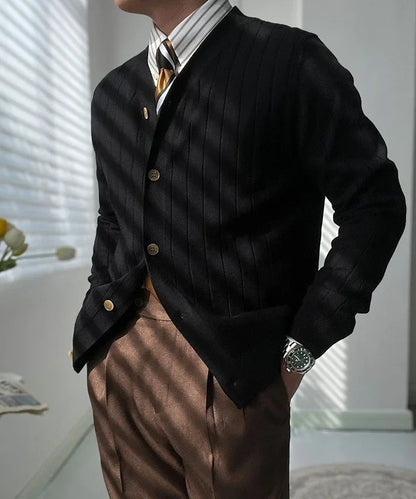 InMyEndz Elite Uomo Regale V-Neck Knit — Slim-Fit Wool Cardigan