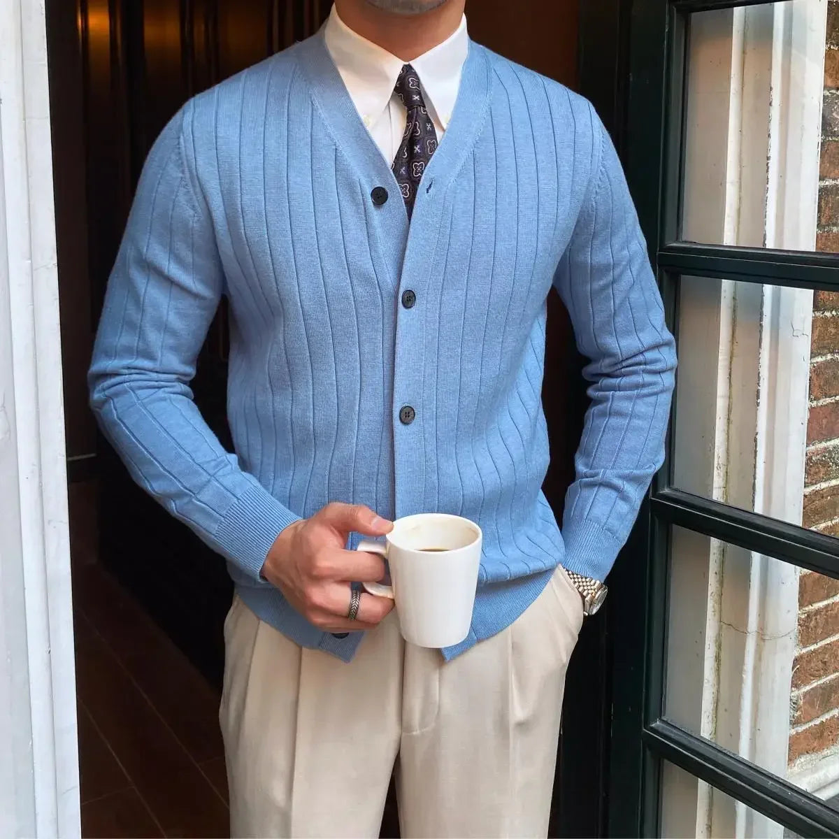 InMyEndz Elite Uomo Regale V-Neck Knit — Slim-Fit Wool Cardigan