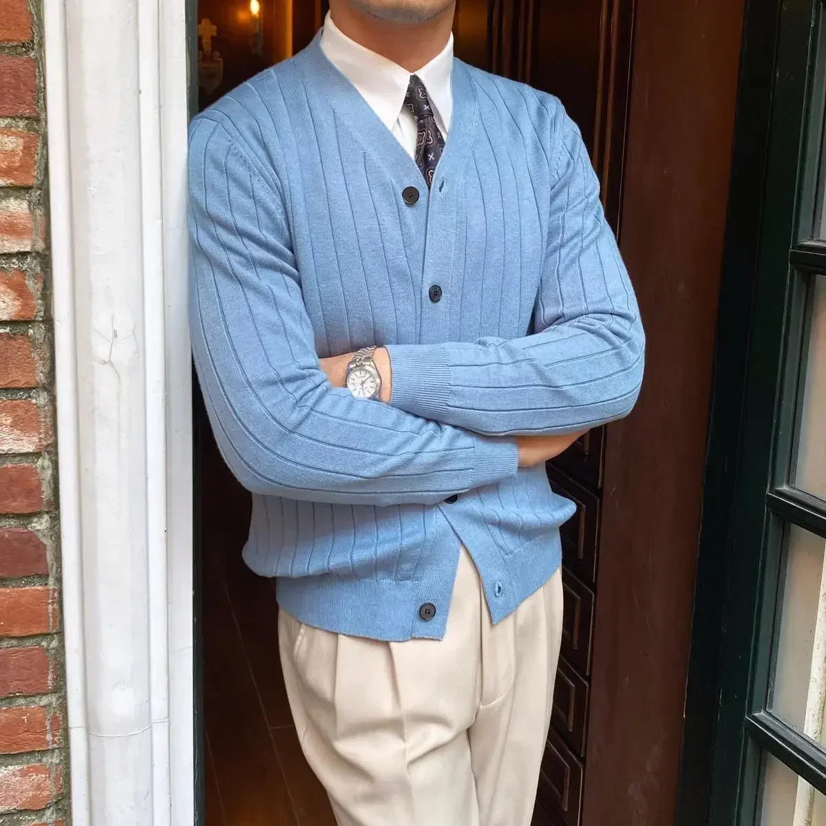 InMyEndz Elite Uomo Regale V-Neck Knit — Slim-Fit Wool Cardigan