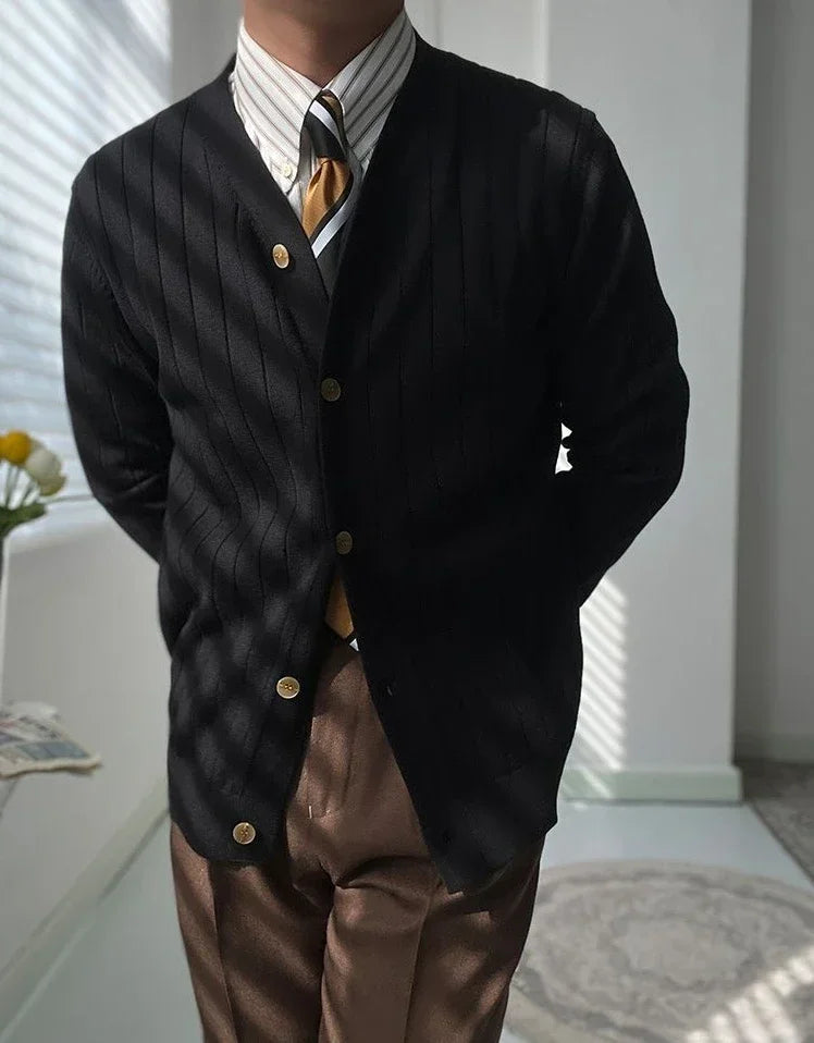 InMyEndz Elite Uomo Regale V-Neck Knit — Slim-Fit Wool Cardigan