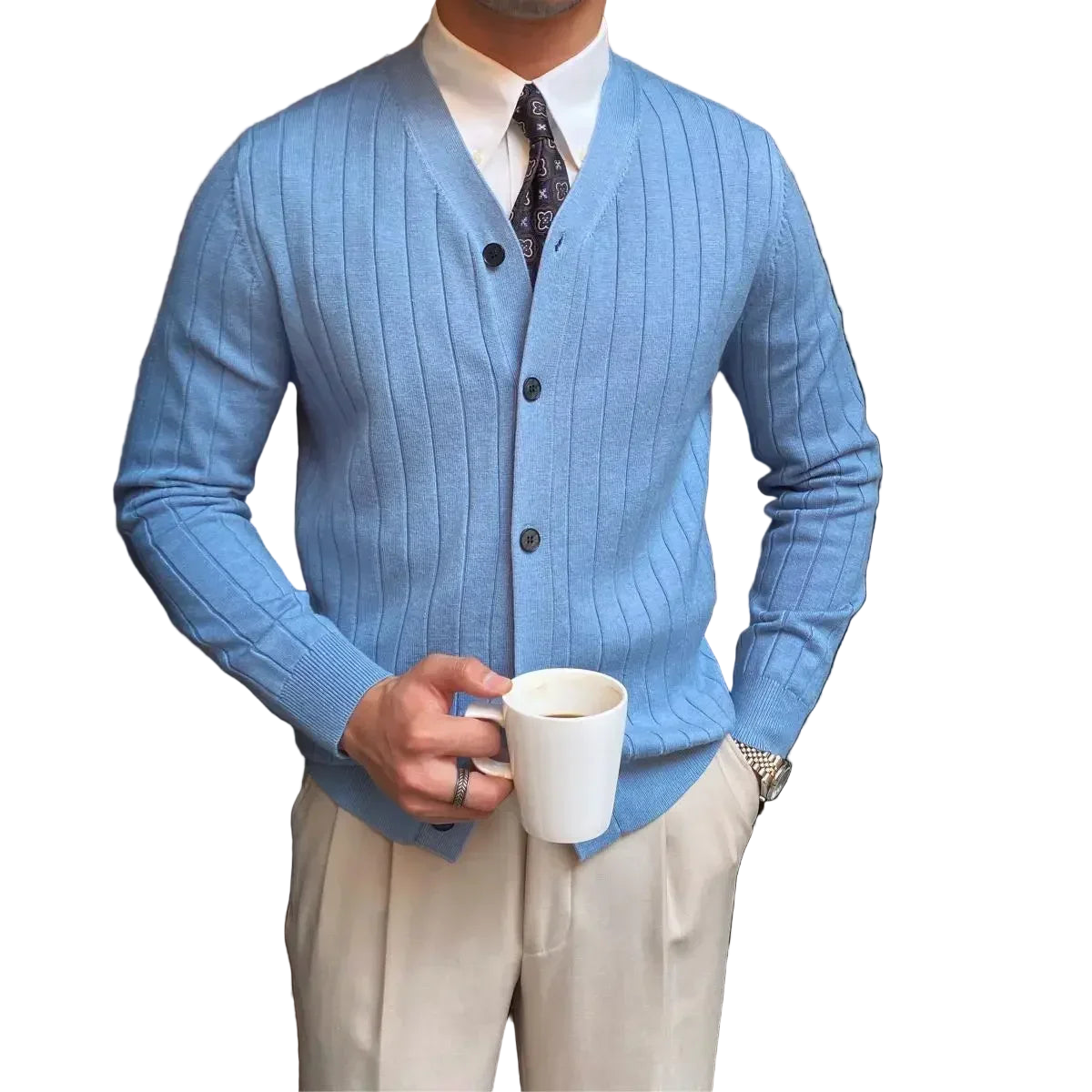 InMyEndz Elite Uomo Regale V-Neck Knit — Slim-Fit Wool Cardigan