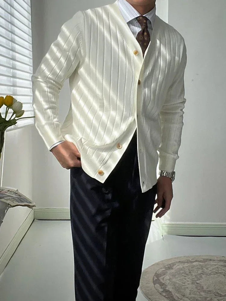 InMyEndz Elite Uomo Regale V-Neck Knit — Slim-Fit Wool Cardigan