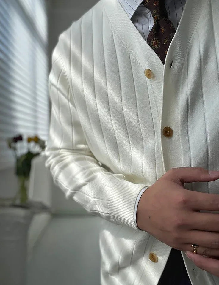 InMyEndz Elite Uomo Regale V-Neck Knit — Slim-Fit Wool Cardigan