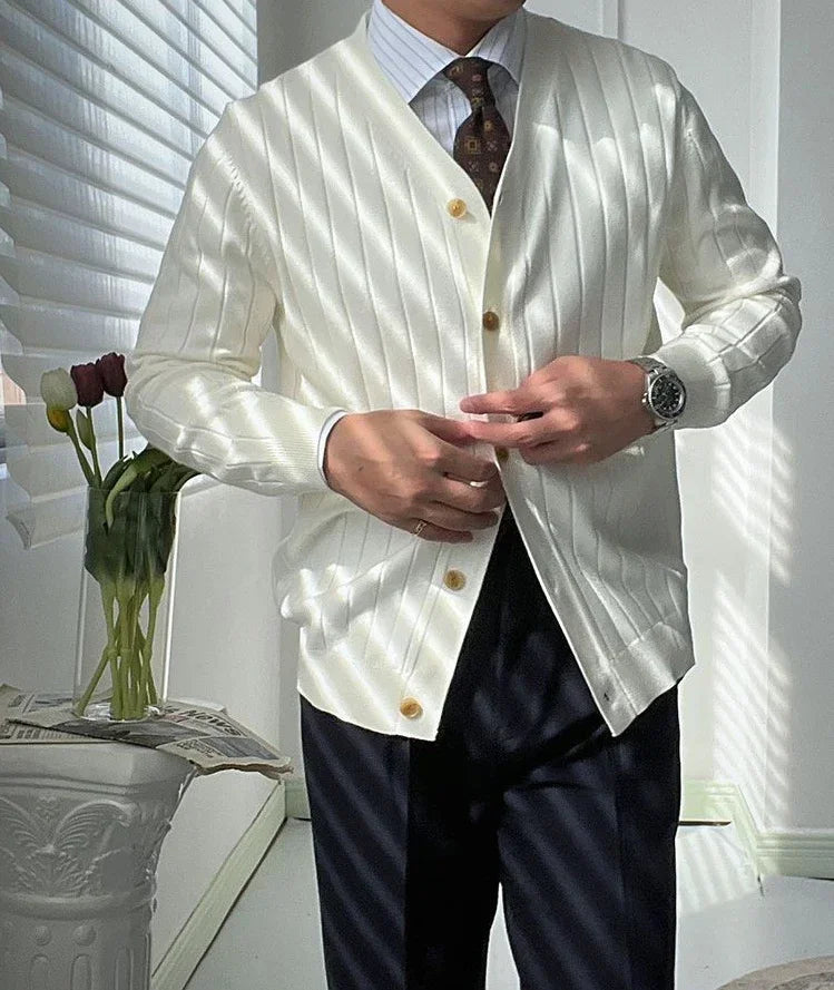 InMyEndz Elite Uomo Regale V-Neck Knit — Slim-Fit Wool Cardigan