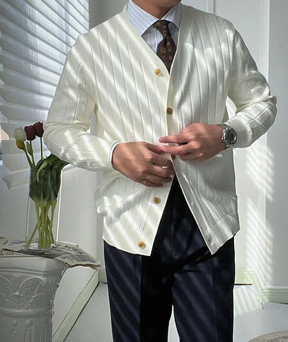 InMyEndz Elite Uomo Regale V-Neck Knit — Slim-Fit Wool Cardigan